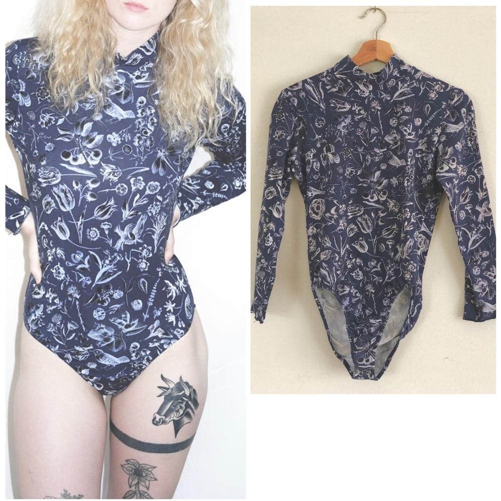 Samantha Pleet Blue Floral Bodysuit